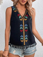 Embroidery V-Neck Tank Top