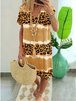 Prettybeautie Leopard V-Neck Dress