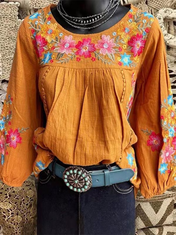 Floral Round-Neck Blouse