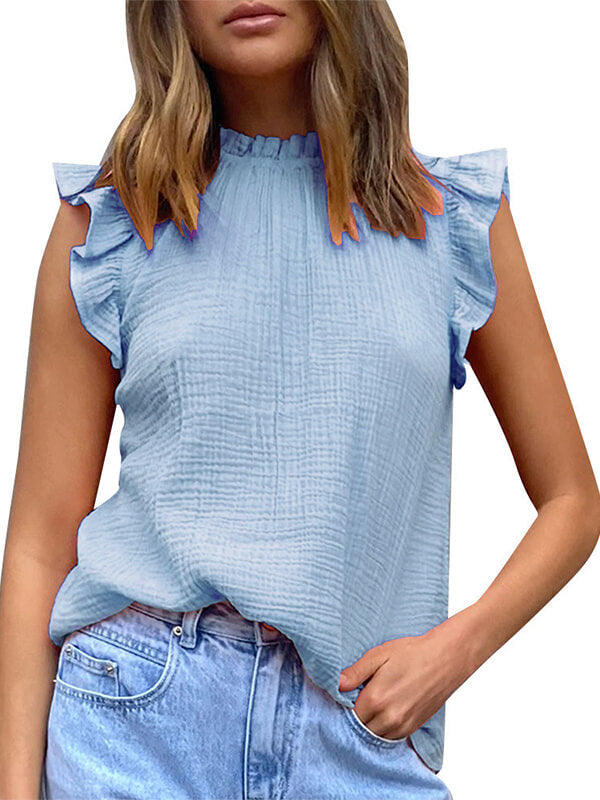 Solid Frilled Tank Top