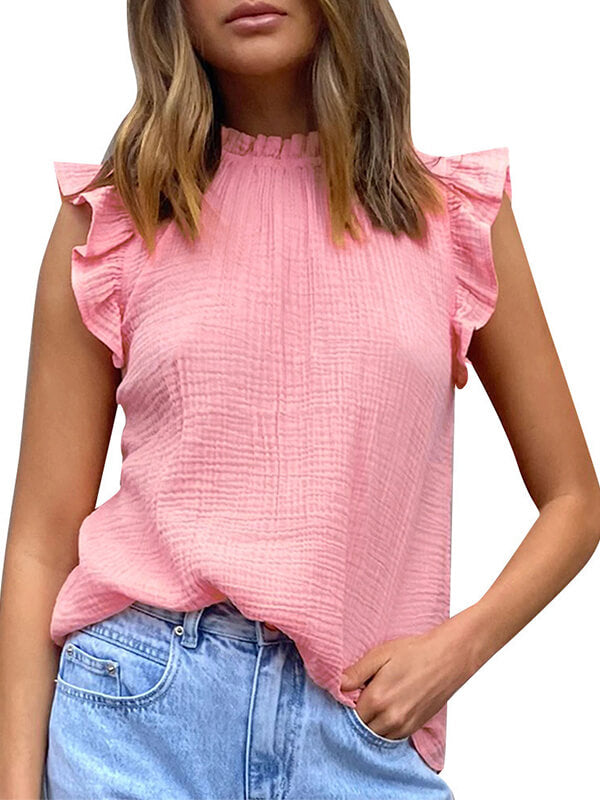 Solid Frilled Tank Top