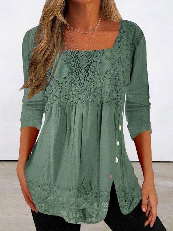 Lace-Combo Side-Button Top