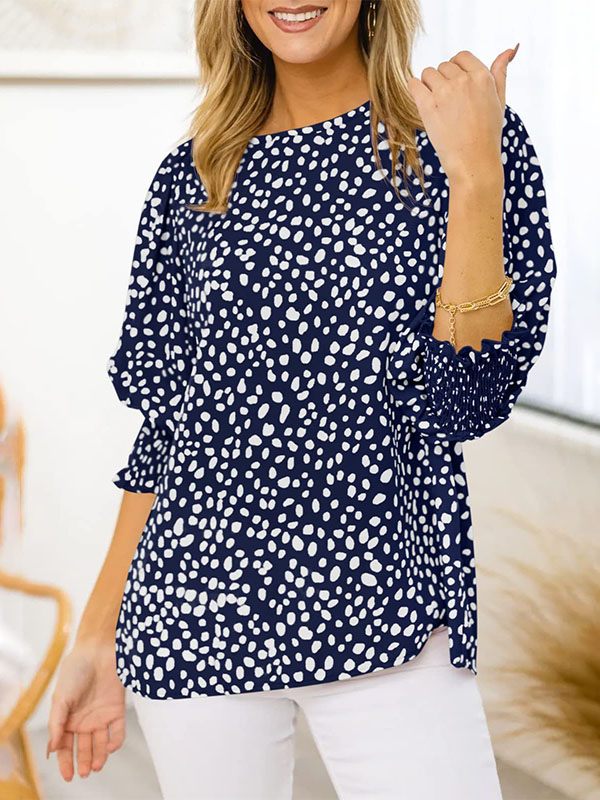 Printed Round-Neck Blouse