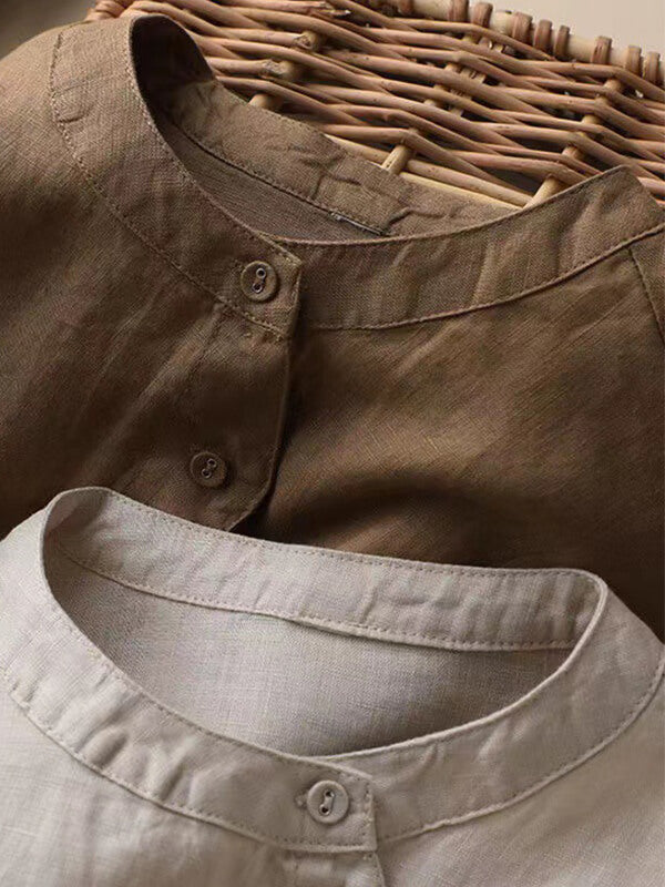 Puff-Sleeve Button-Front Shirt