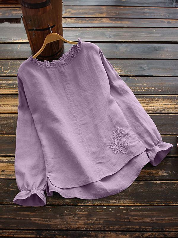Embroidery Frilled Blouse