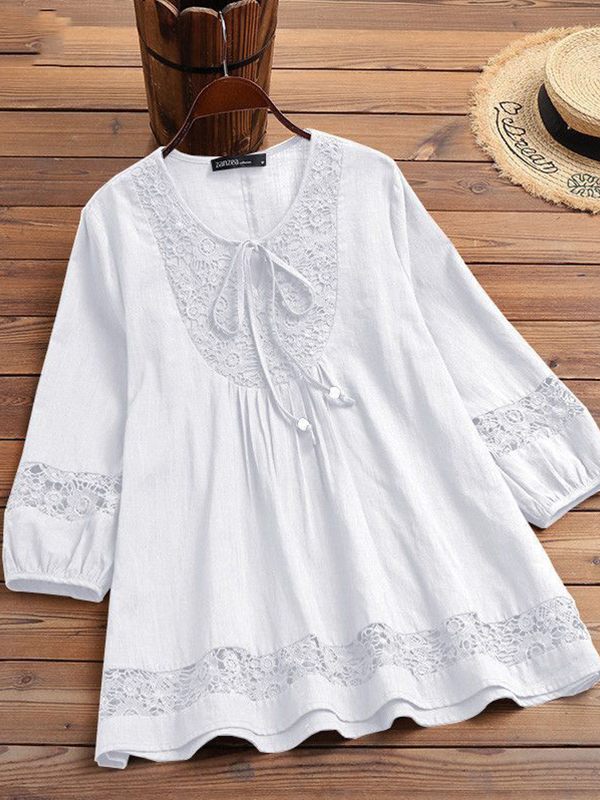 Solid Lace Combo Blouse