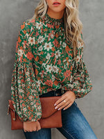 Prettybeautie Floral Puff-Sleeve Blouse