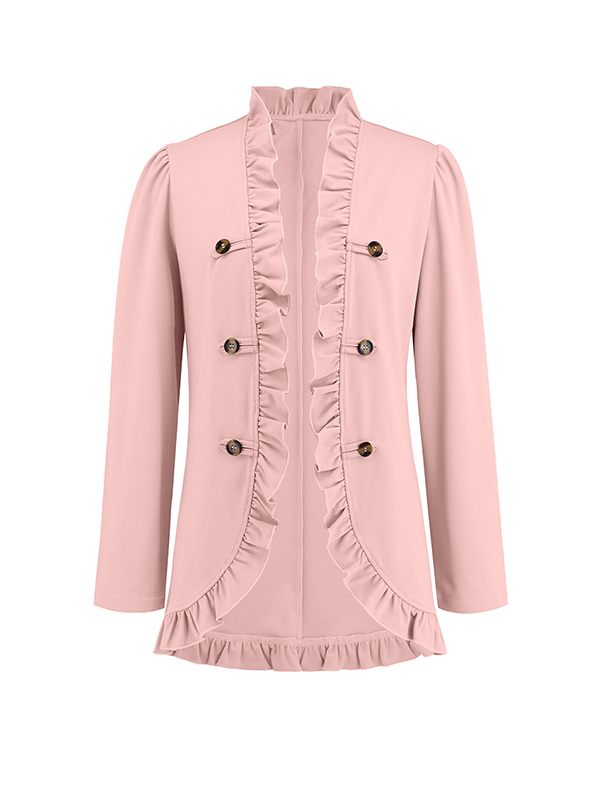 Frilled Double-Breasted Blazer