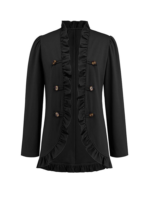 Frilled Double-Breasted Blazer