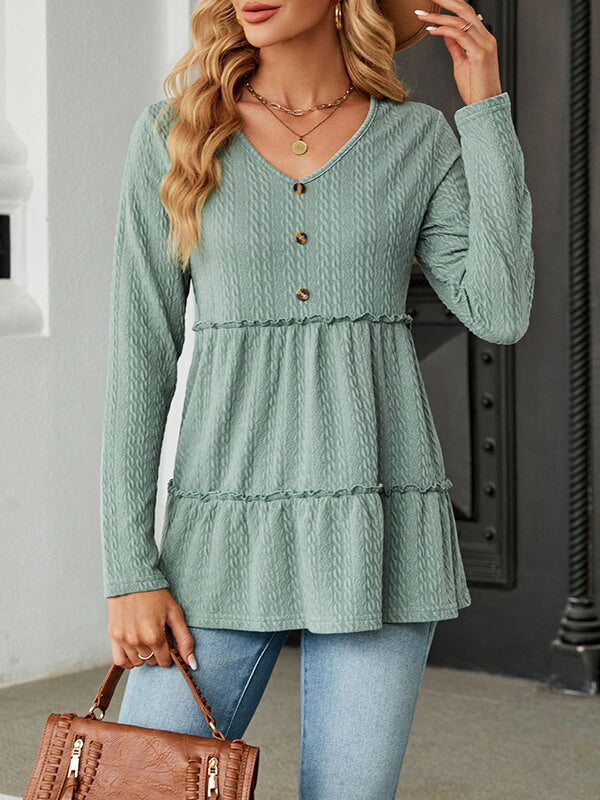 V-Neck Button-Front Tee