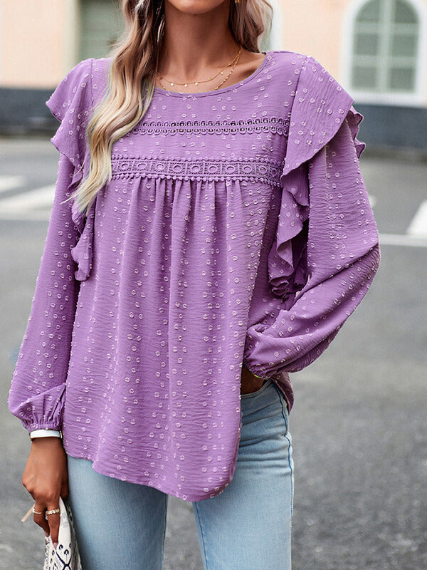 Lace Combo Frilled Blouse