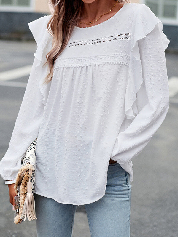 Lace Combo Frilled Blouse