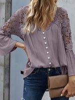 Lace-Combo Button-Front Shirt