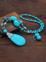 Vintage Turquoise Necklace Earrings Ring Set