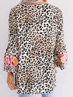 Floral V-Neck Leopard Shirt