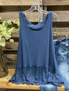 Lace Combo Tank Top (Navy)
