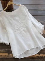 Frilled Embroidery Blouse