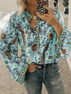 Prettybeautie Printed Button-Front Blouse