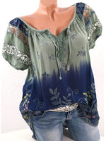 Printed Lace-Combo Blouse