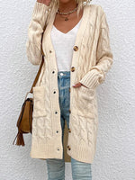 Button-Front Cable-Knit Cardigan