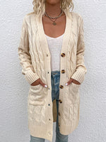 Button-Front Cable-Knit Cardigan