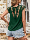Lace-Combo Tied-Back Top