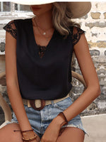 Lace-Combo Tied-Back Top