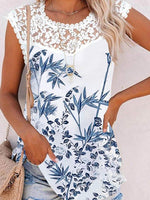 Printed Lace-Combo Tank Top