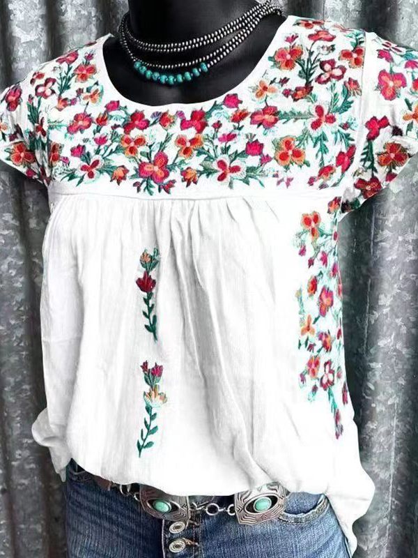 Printed Round-Neck Top